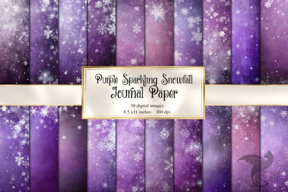Purple Sparkling Snowfall Digital Paper
