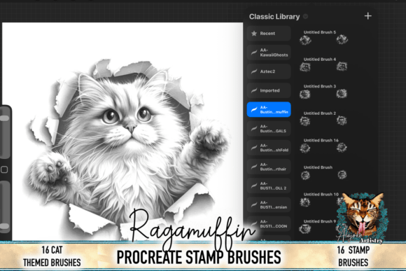 Ragamuffin Cat Procreate Stamp Brushes