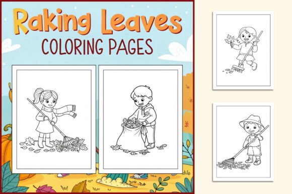Raking Leaves Coloring Pages