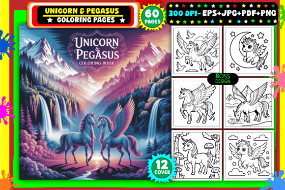 π¦ Unicorn & Pegasus Coloring Pages