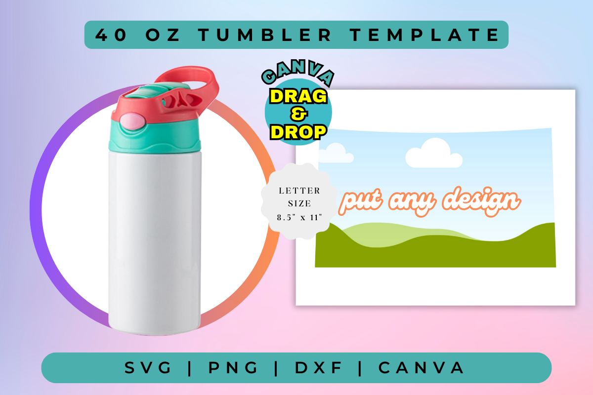 12oz Flip Top Kids Water Bottle Template