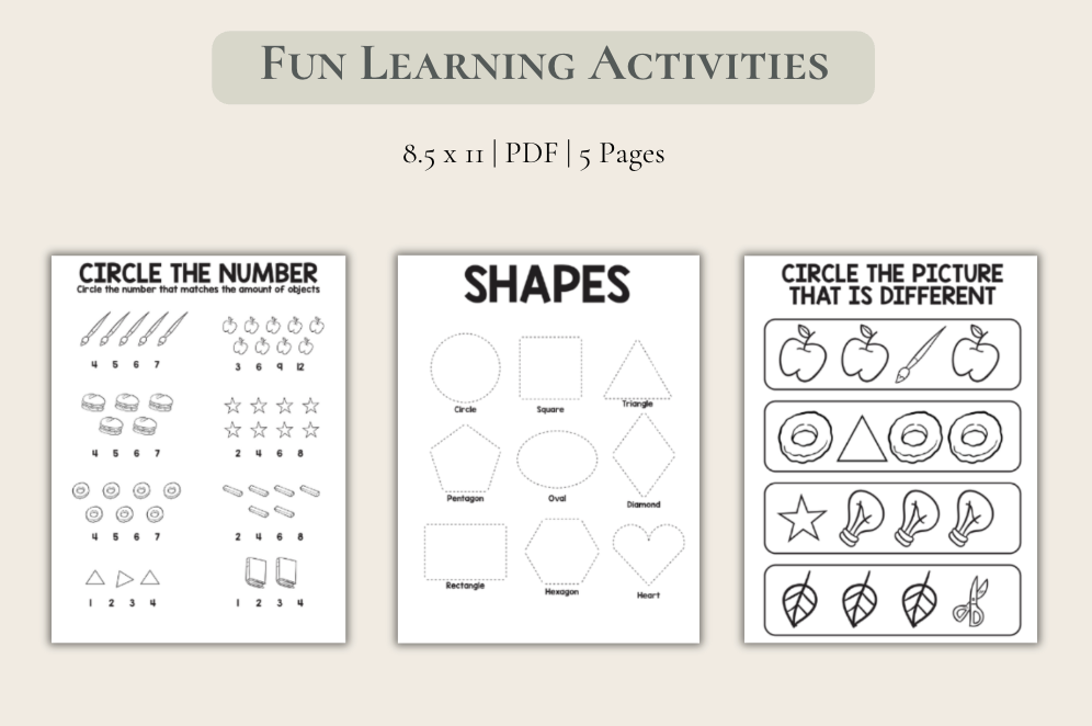 5 Fun Learning Worksheets Graphic by Harriet Warren | Digital Artist ...
