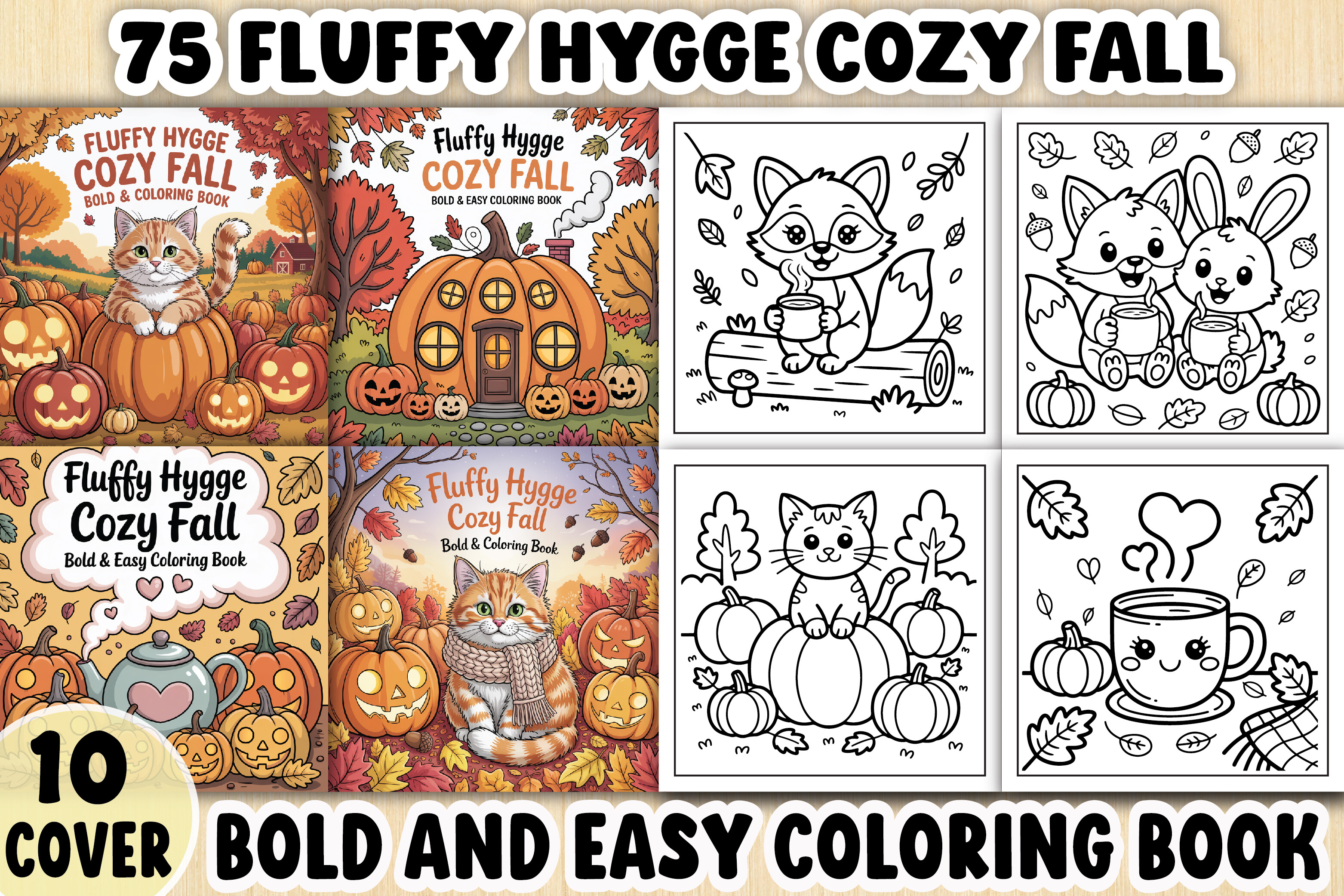 75 Fluffy Hygge Cozy Fall Coloring Book