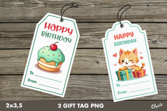Birthday Gift Tag PNG, Kawaii Labels