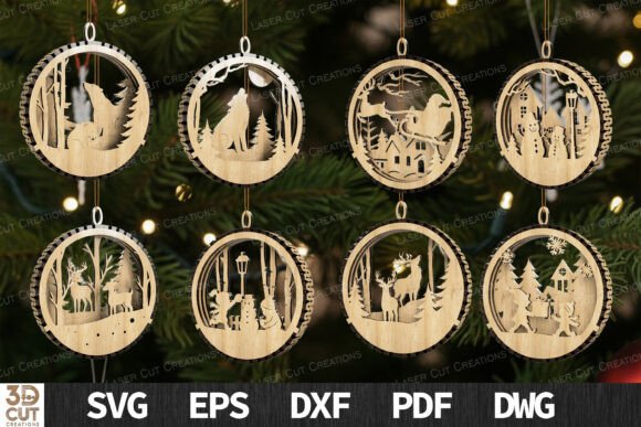 Christmas Layered Ornaments Bundle laser cut file