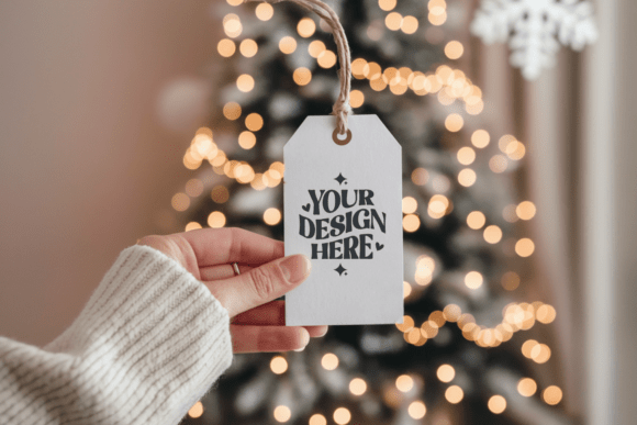 Christmas Gift Tag Mockup