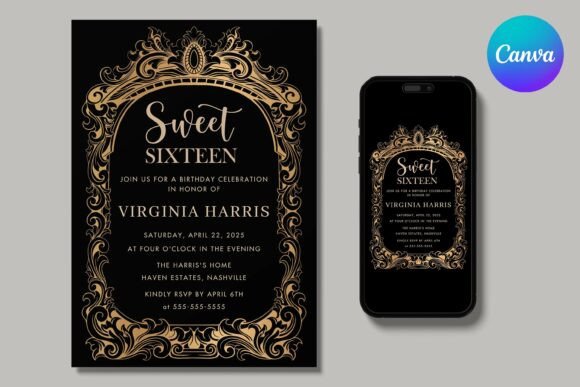 Classic Sweet Sixteen Birthday Invite