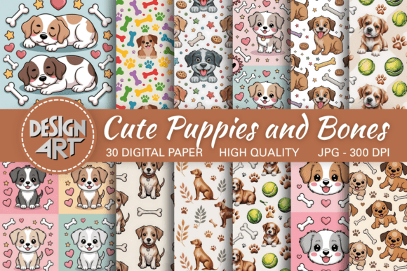 Cute Puppies and Bones Pattern