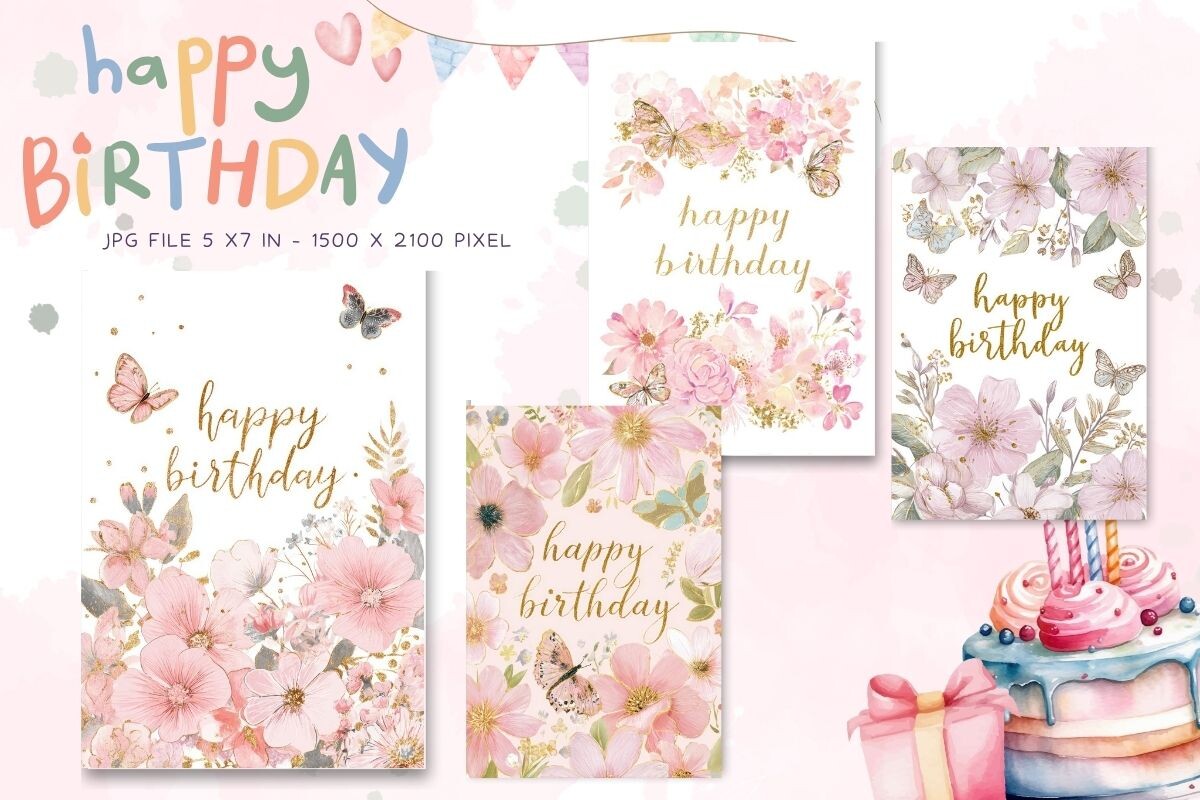 Happy Birthday Card Floral Postcard_10
