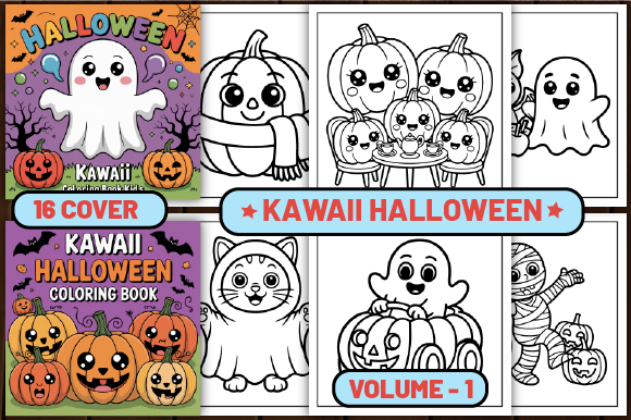 Kawaii Halloween Coloring Pages for Kids