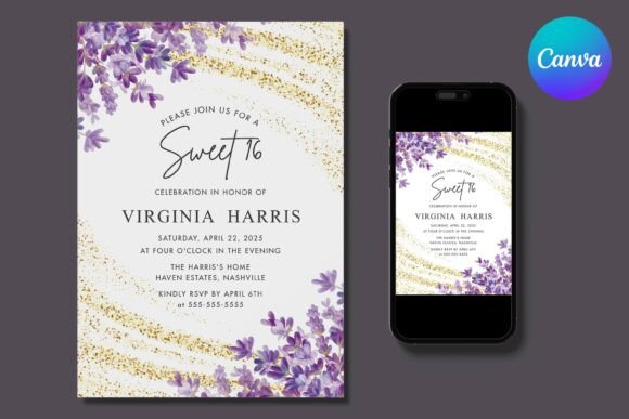 Lavender Sweet 16 Birthday Invitation