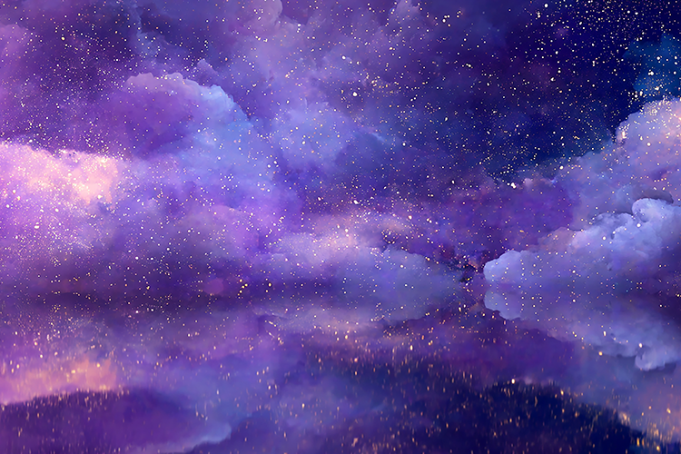 Magical Purple Nebula Starry Night Sky