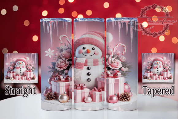 Pink Sparkly Snowman Christmas Tumbler