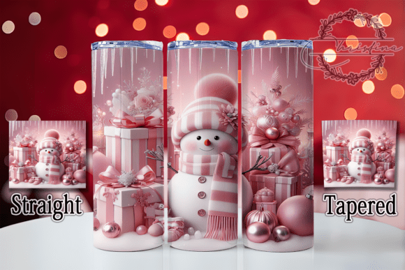 Pink Sparkly Snowman Christmas Tumbler