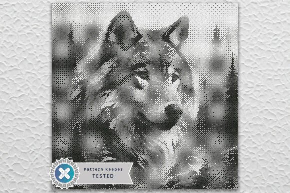 Wolf Monochrome Cross Stitch Pattern PDF