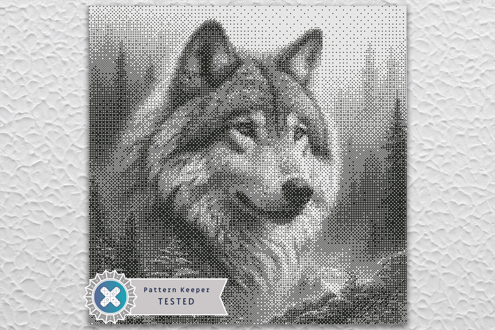 Wolf Monochrome Cross Stitch Pattern PDF