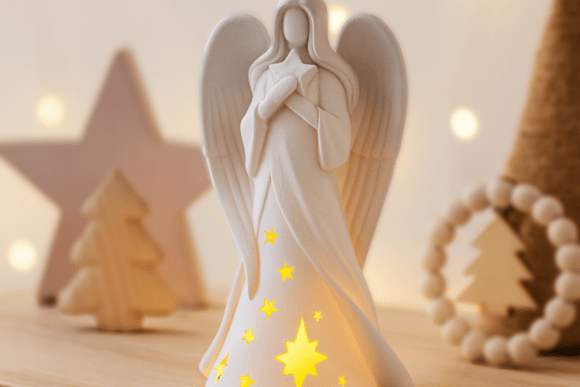 Angel Candle Holder STL – 3D Printable Christmas Angel LED Tea Light - Image 1