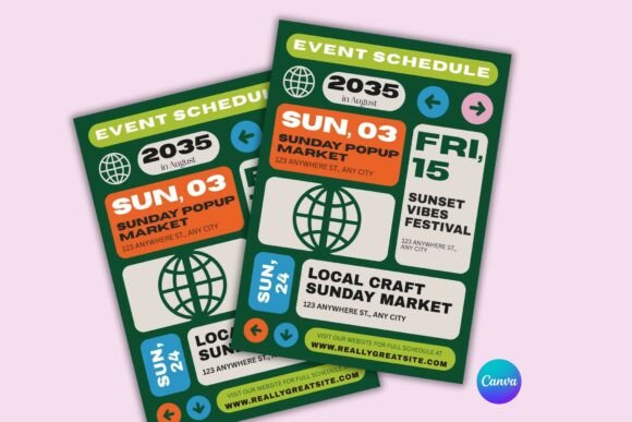 August Event Schedule Canva Template