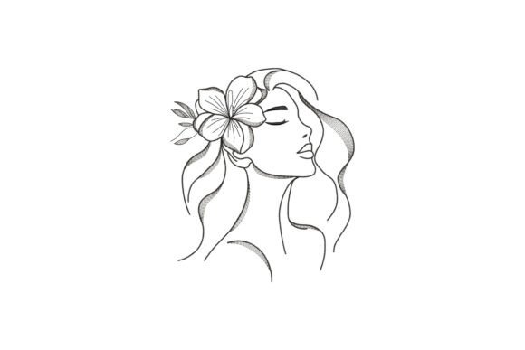 Beautiful Girl with Flower in Her Hair