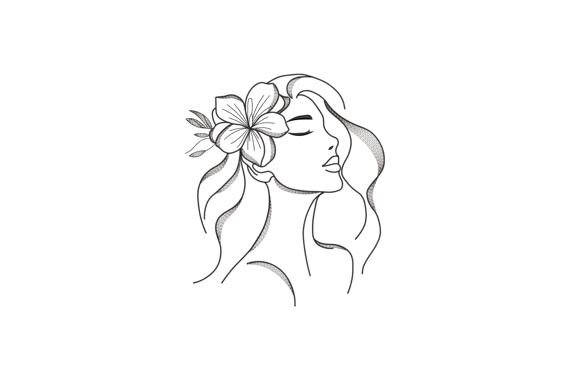 Beautiful Girl with Flower in Her Hair