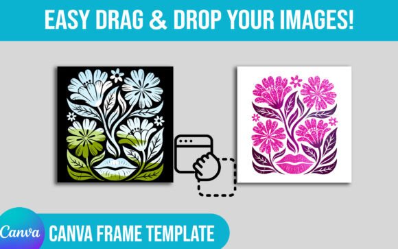 Boho Floral Flowers Canva Frame Template