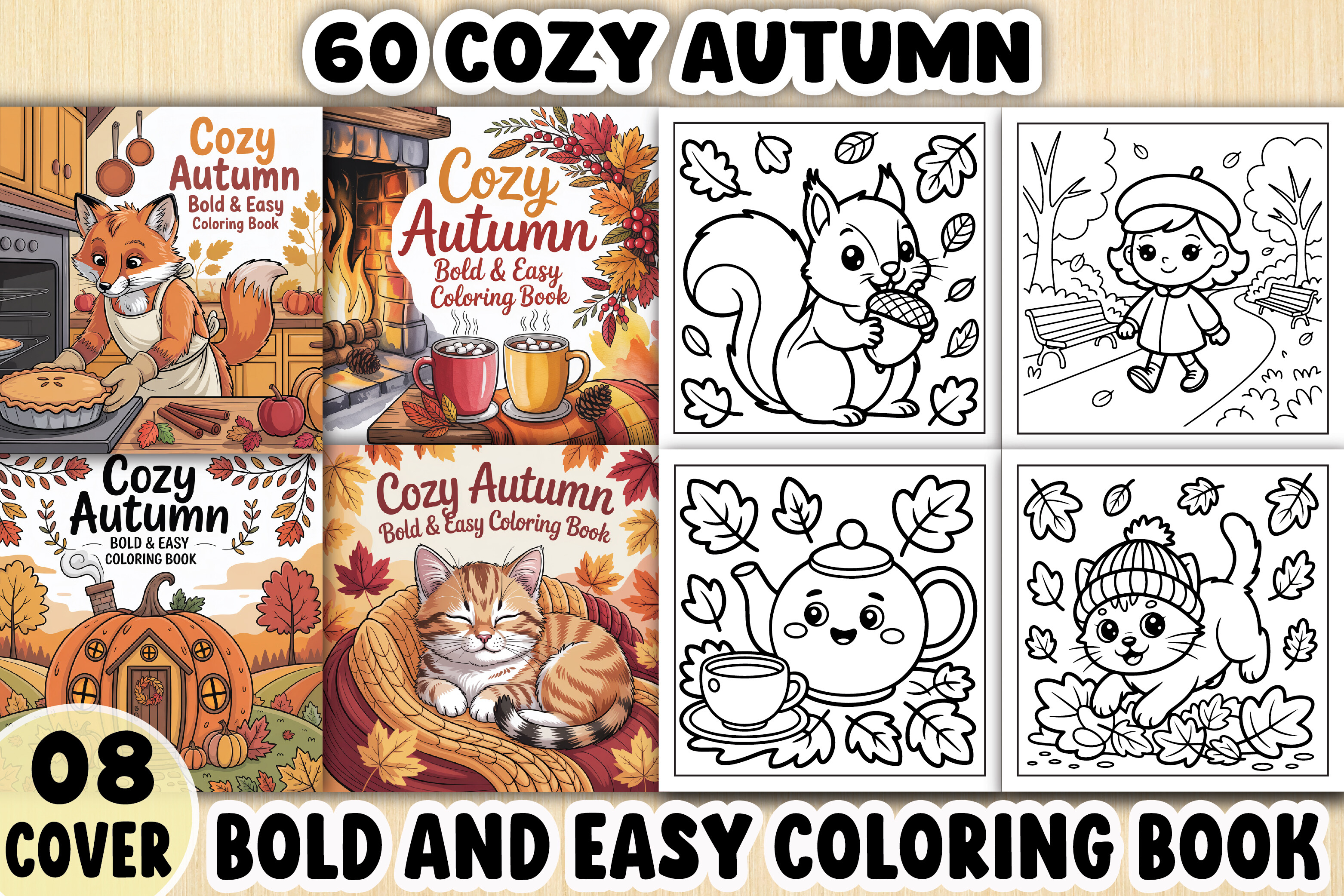 Bold and Easy Cozy Autumn Coloring Pages