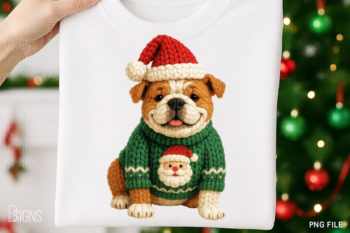 Crochet Yarn Christmas Dog Bulldog Png