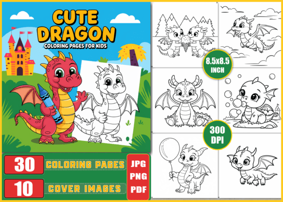 Cute Dragon Coloring Book for Kids