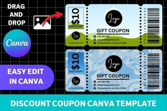 Discount Coupon Canva Template
