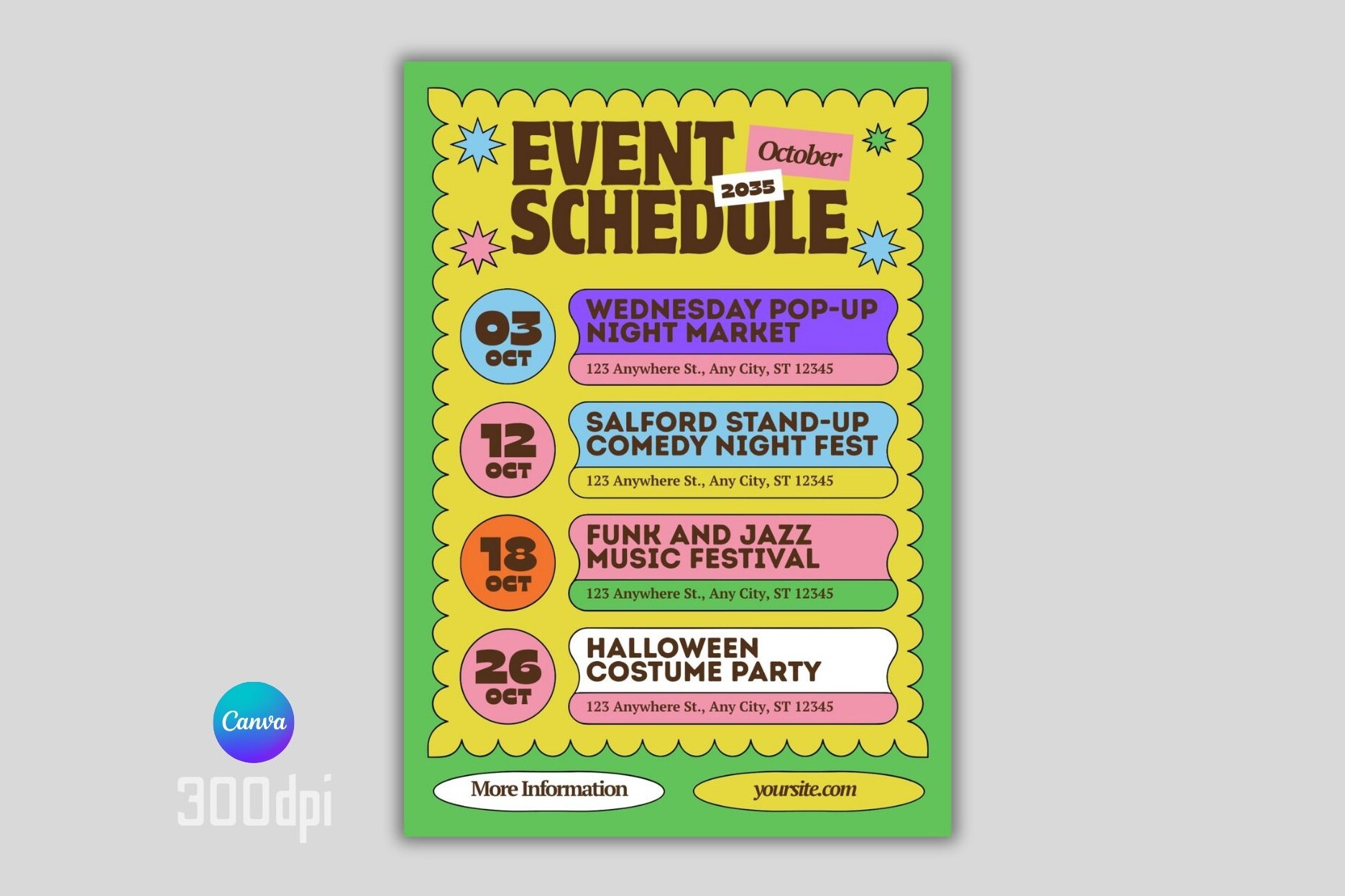 Event Schedule Poster Canva Template