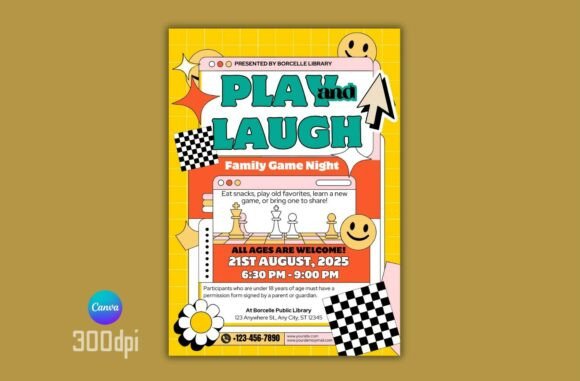 Family Game Night Poster Canva Template