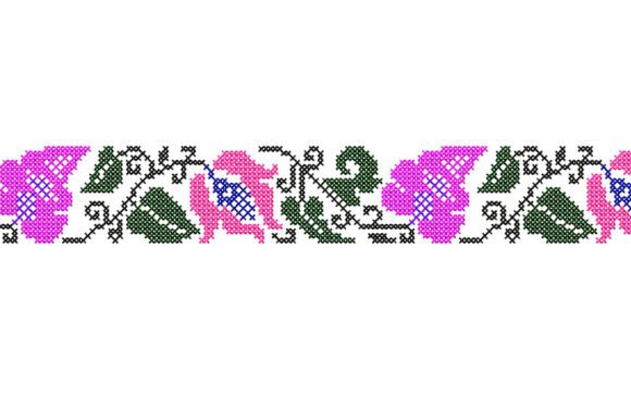 Flowers Border Cross Stitch Design