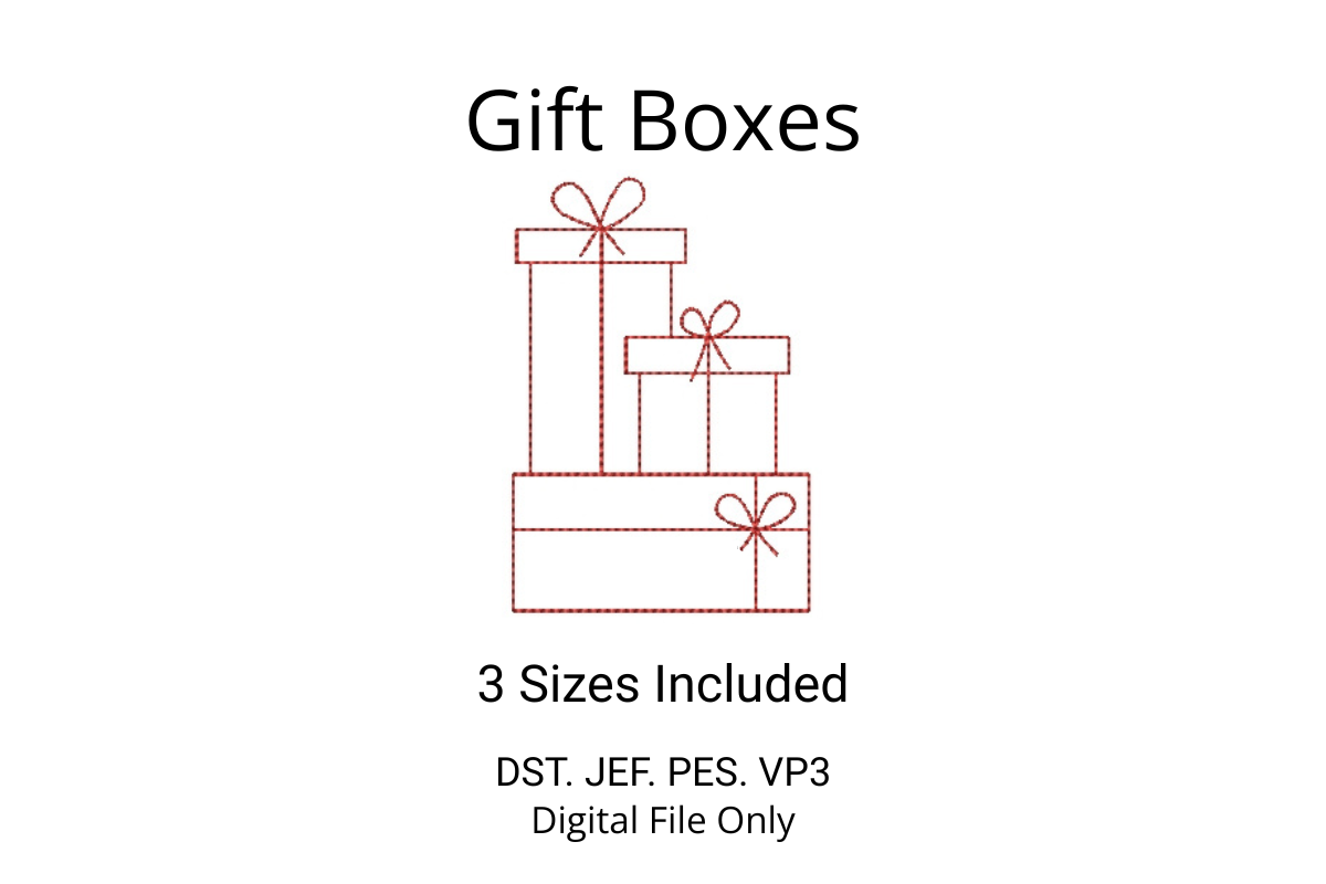 Gift Boxes - Redwork Embroidery