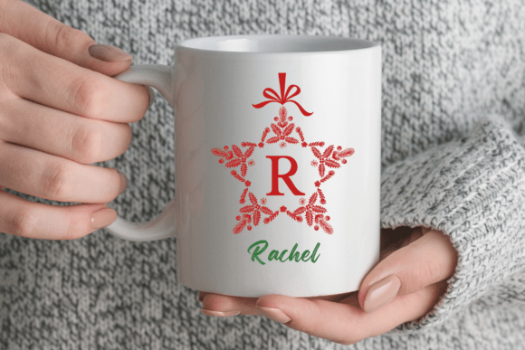 Holly Star Monogram Font PNG with transparent background - Preview 4