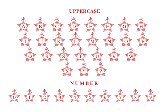 Holly Star Monogram Font PNG with transparent background - Preview 6