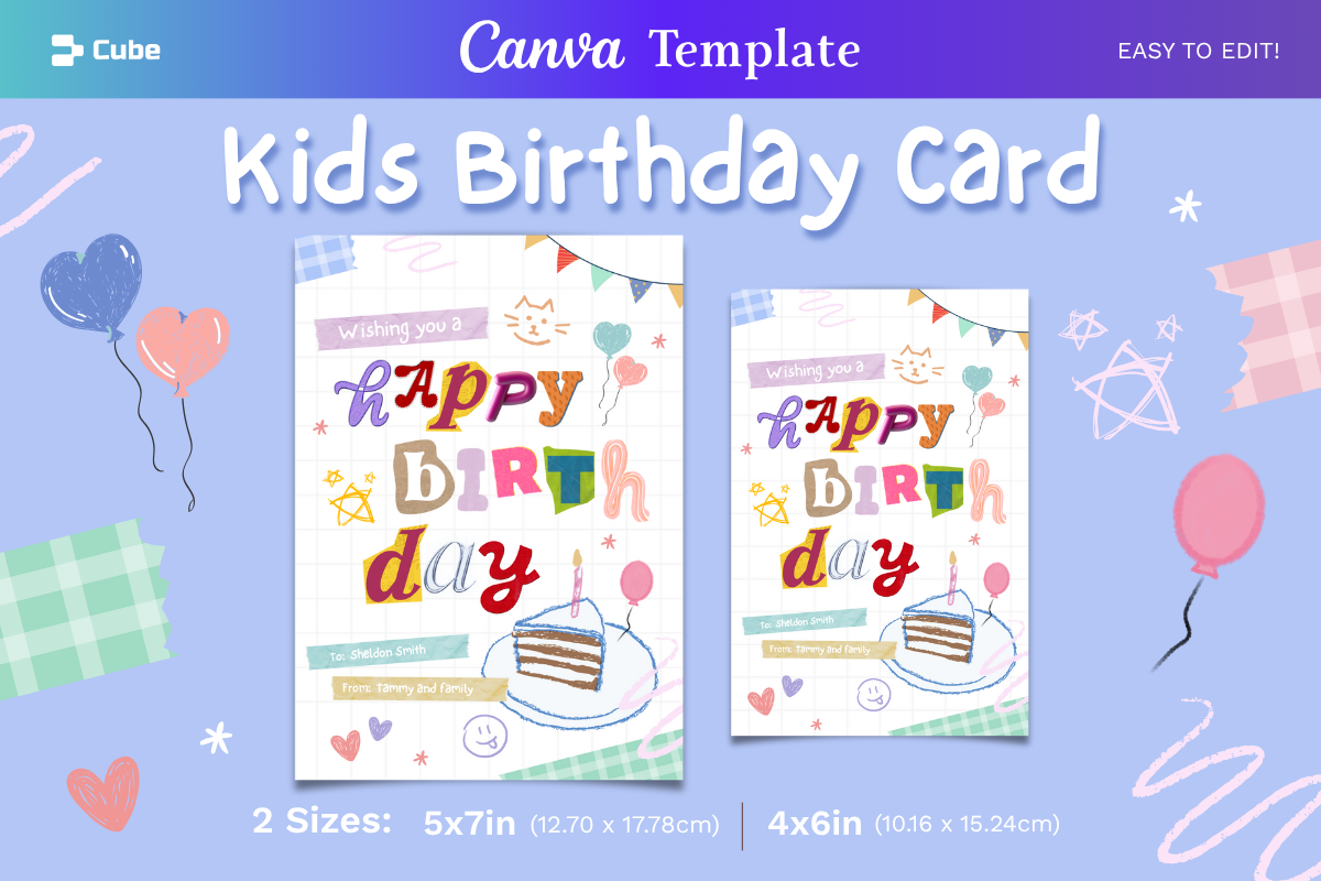 Kids Birthday Card Canva Template