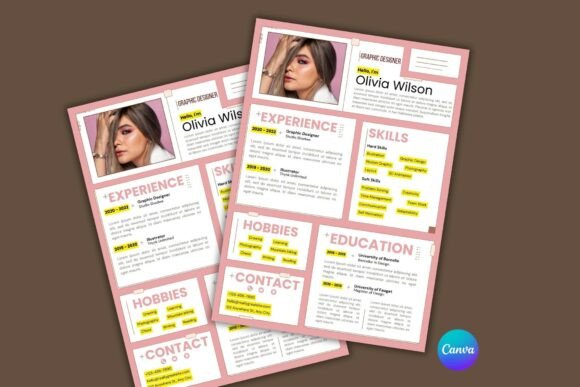 Resume Canva Template | Editable Pink CV