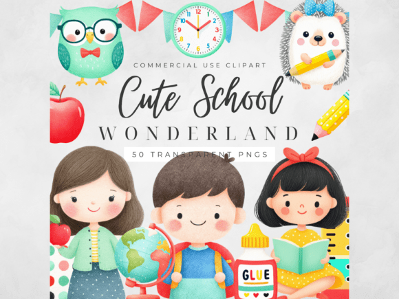 School Clipart Kids Teacher PNG Set