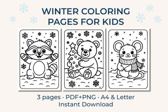 Winter Animals Coloring Pages for Kids