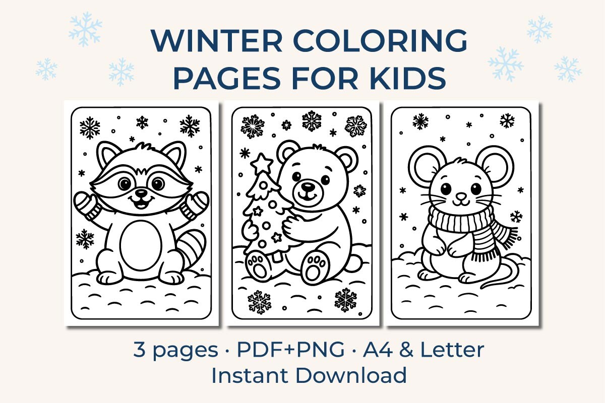 Winter Animals Coloring Pages for Kids