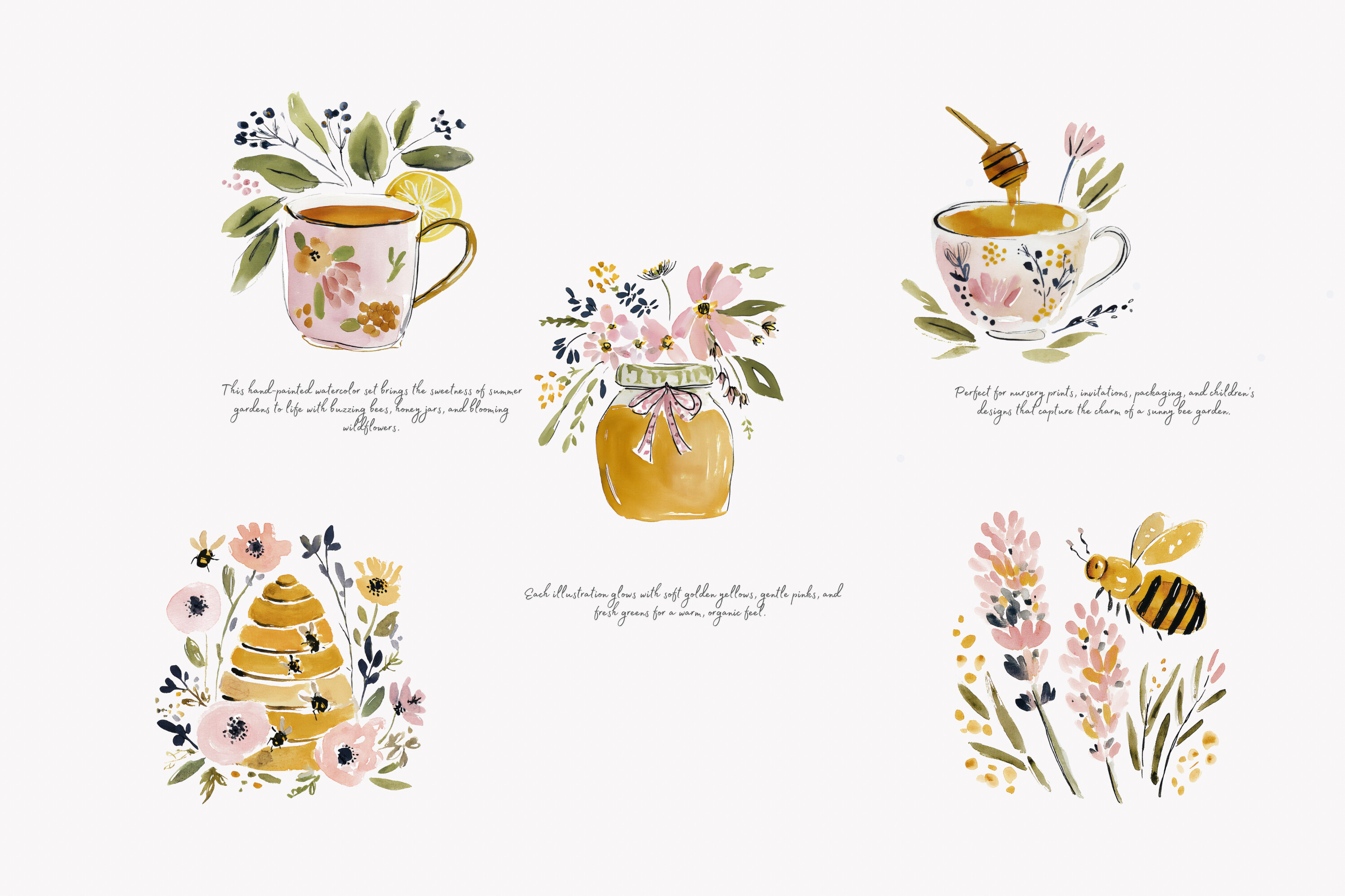 Charming Honey Bee Garden Clipart Set - photo 2