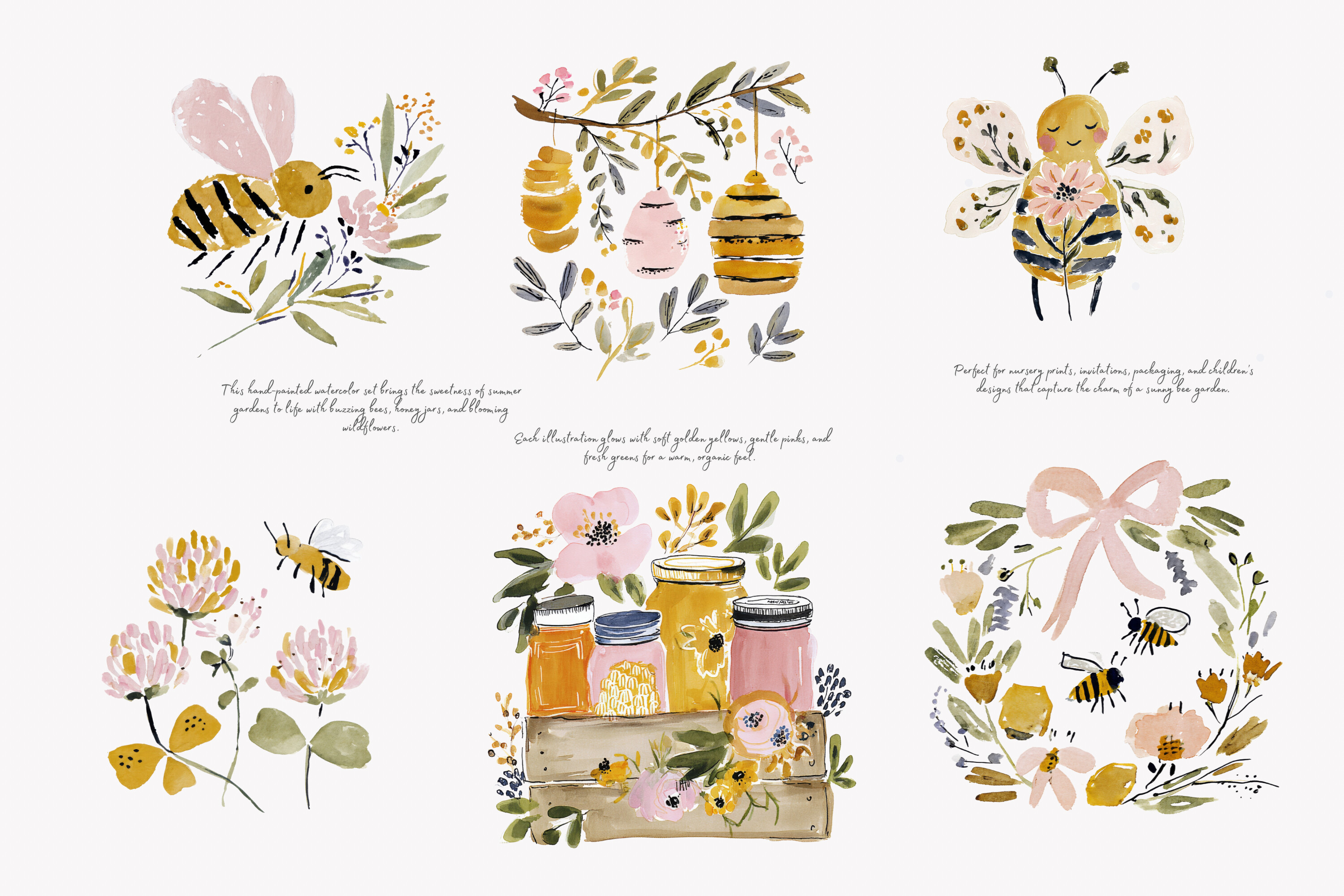Charming Honey Bee Garden Clipart Set - photo 3