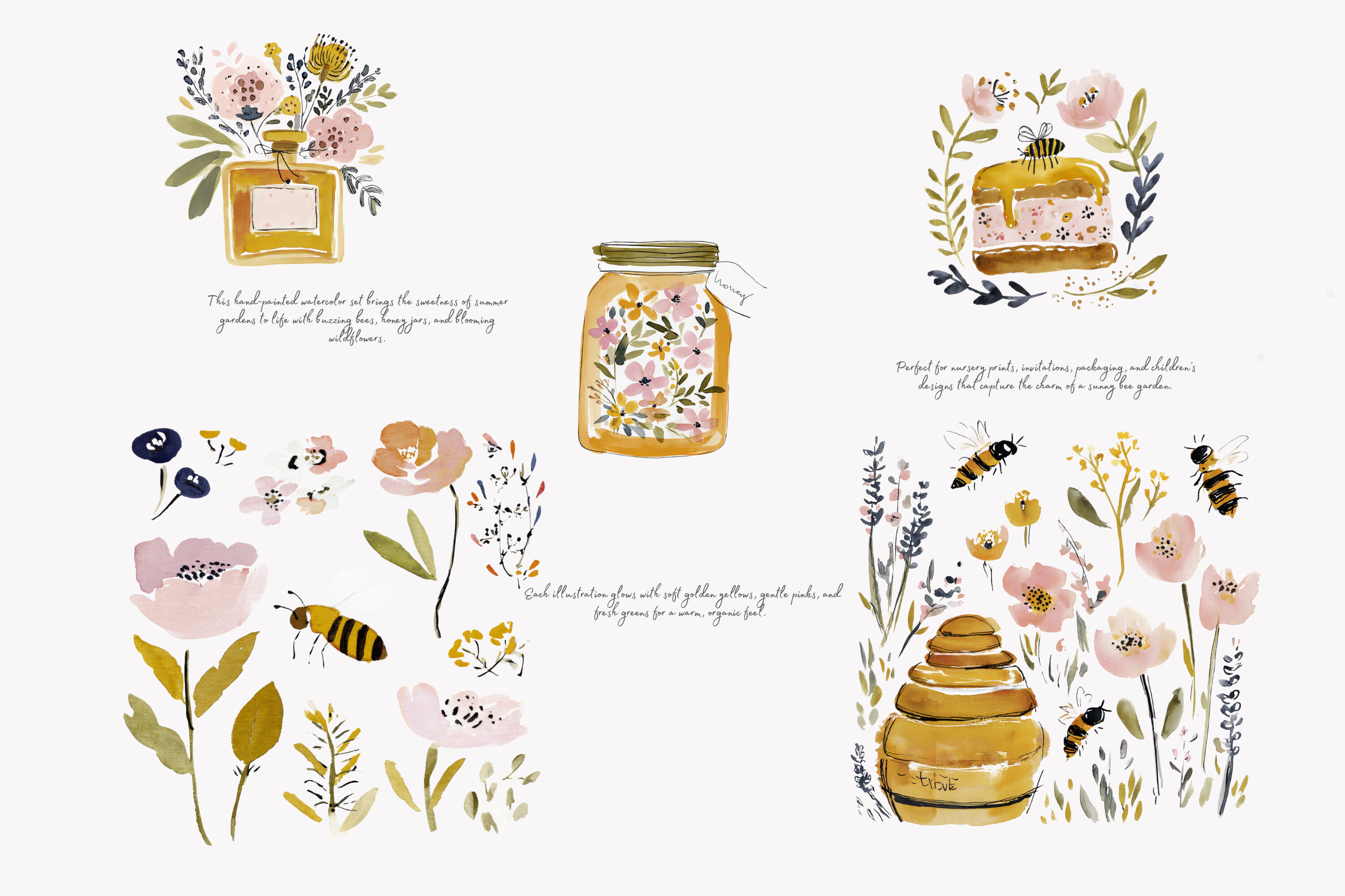 Charming Honey Bee Garden Clipart Set - photo 4