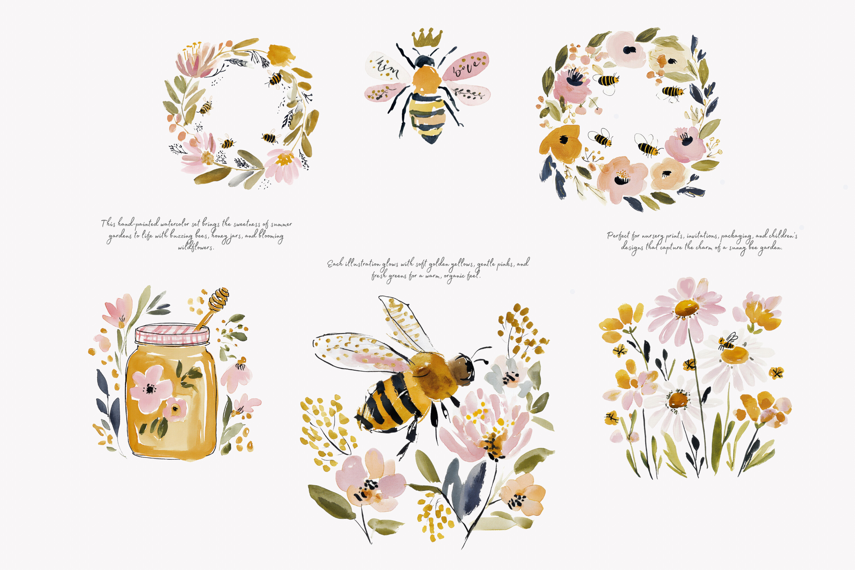 Charming Honey Bee Garden Clipart Set - photo 6