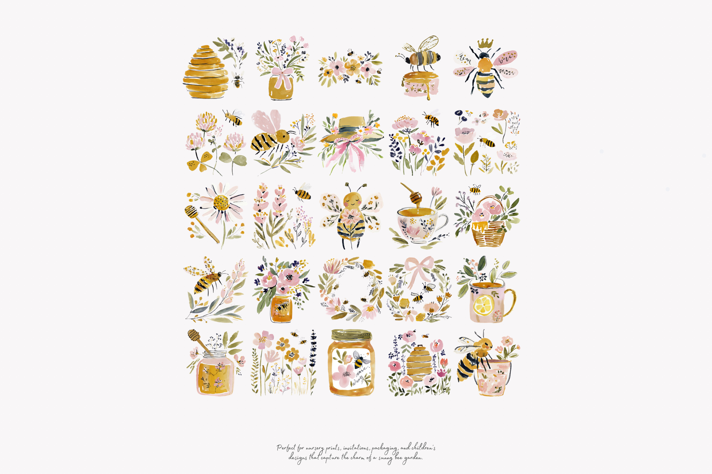 Charming Honey Bee Garden Clipart Set - photo 7