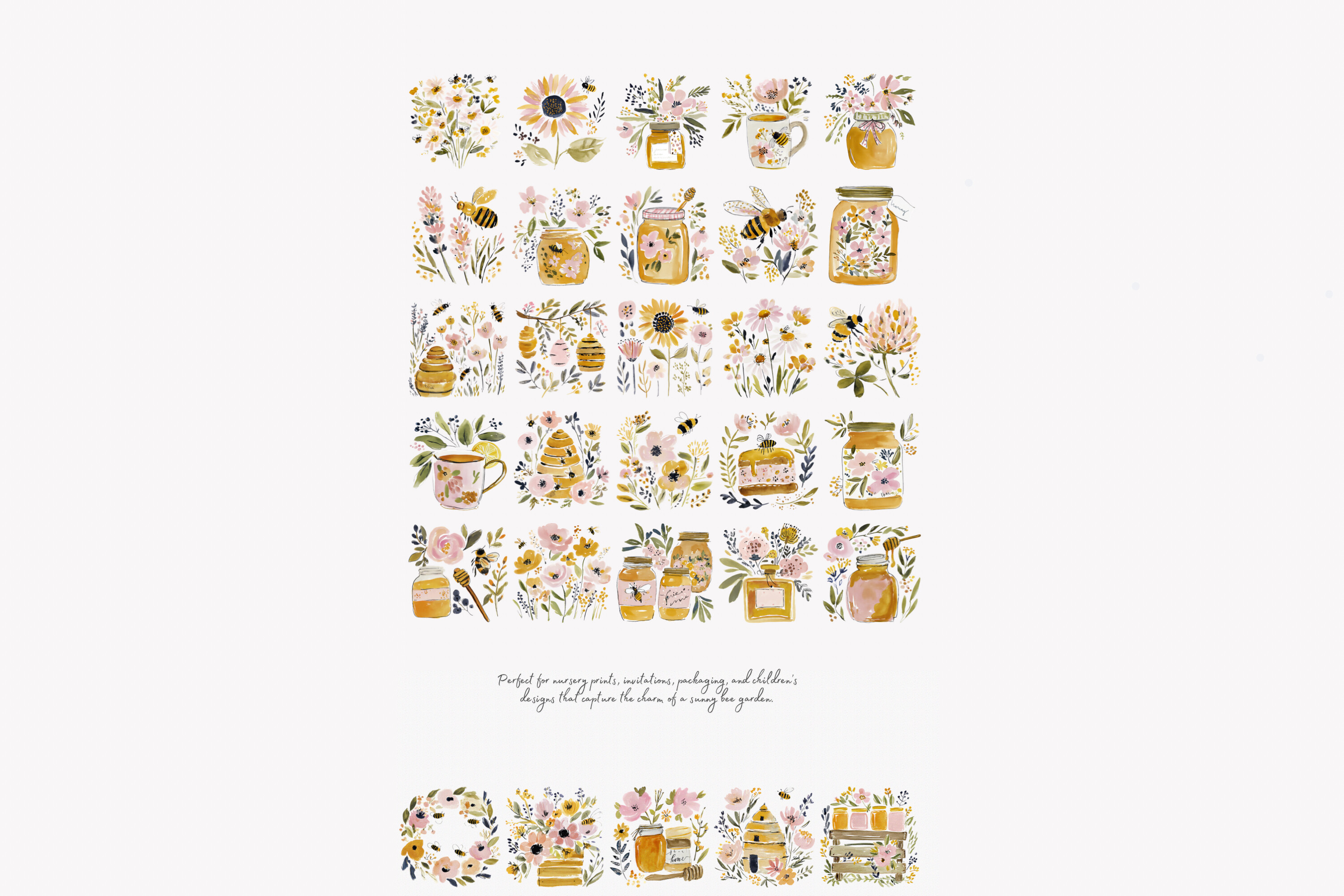 Charming Honey Bee Garden Clipart Set - photo 8