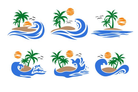 Beach and Island Logo Design Vector