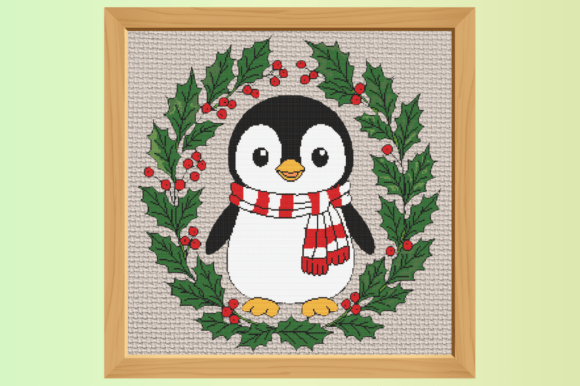 Cute Christmas Penguin Cross Stitch Patt