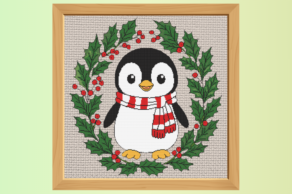 Cute Christmas Penguin Cross Stitch Patt