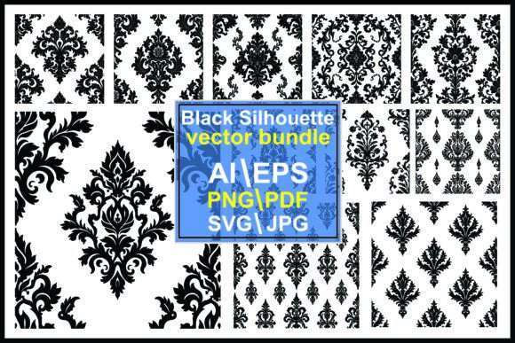 Damask Ornaments Silhouette Vector Set